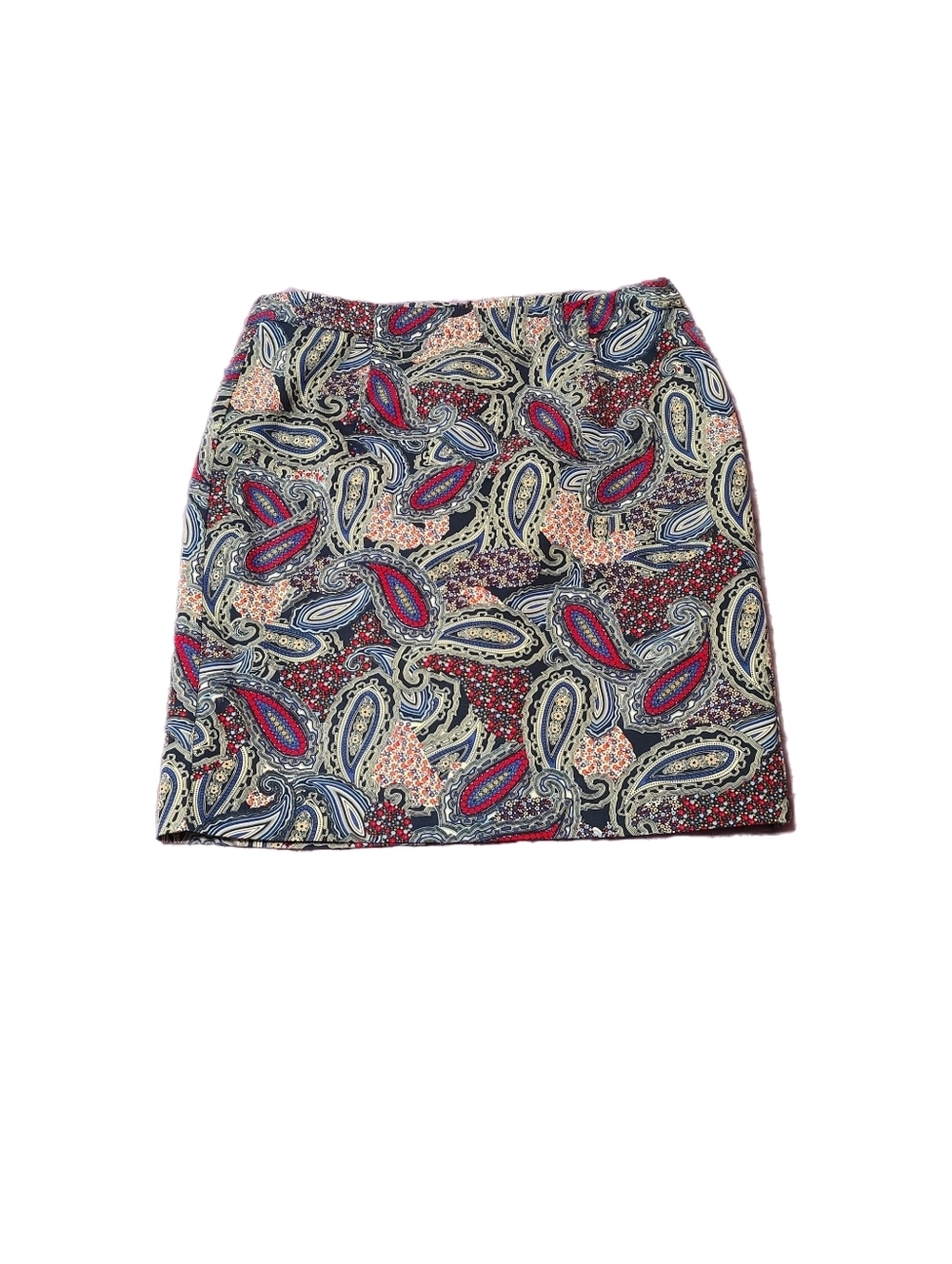 Tommy Hilfiger Paisley Skirt Size 12 Zip Up Slit Knee Length